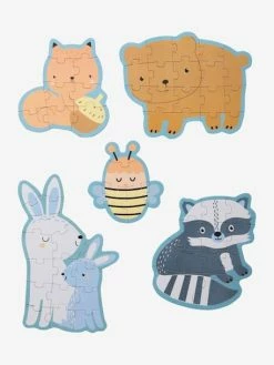 Wholesale 💯 5 Progressive Puzzles, 6 to 16 Cardboard Pieces, Forest - beige light solid with design, Toys ⭐