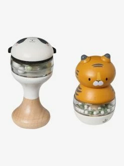 Best Sale ✨ Early Learning Toy: Pack of 2 Rattles, Hanoi - FSC® Certified - pink light solid with design, Toys 🔥