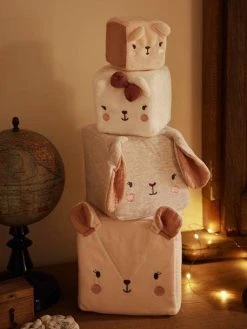 Budget ⭐ Fabric Cubes, Barn - beige medium solid with decor, Toys 😉