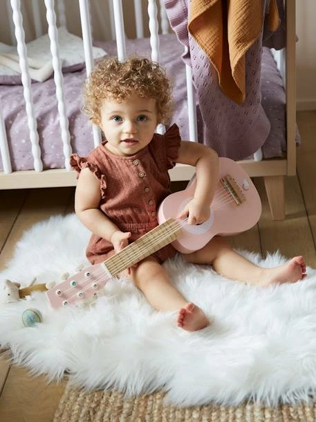 Discount 🔔 Wooden Guitar - FSC® Certified - pink medium solid with desig, Toys 👍 - Image 2